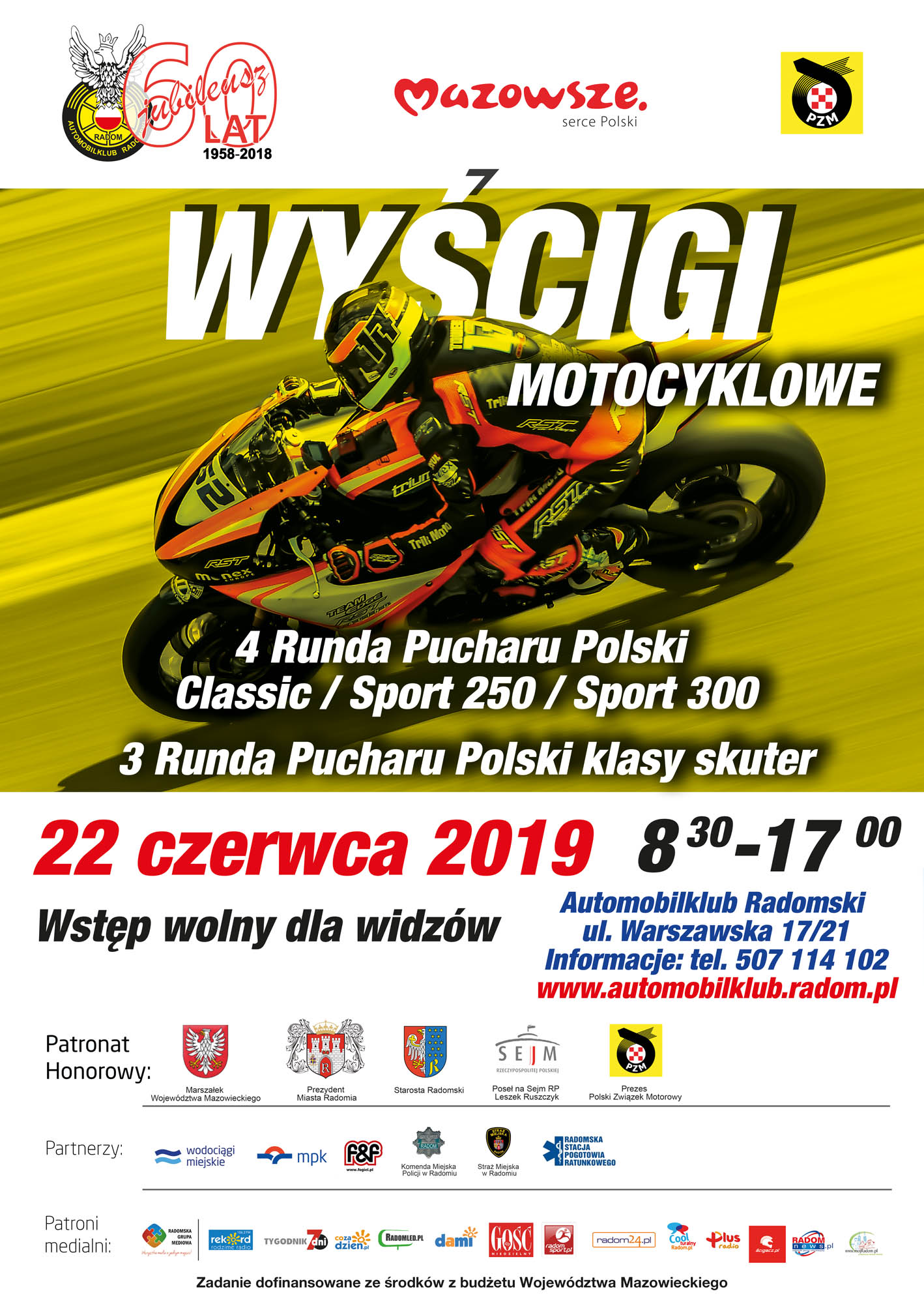 Informacja o wyścigach motocyklowych 22.06.2019